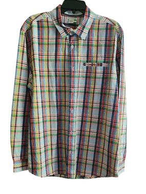 Carbon 2 Cobalt Men's Bright Plaid Button-Down Shirt in Multi-Color